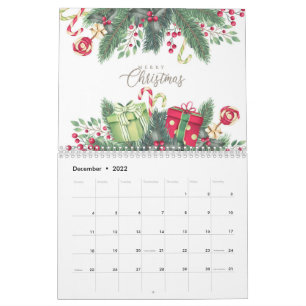 Festive Floral Christmas Botanical Holiday Design Calendar
