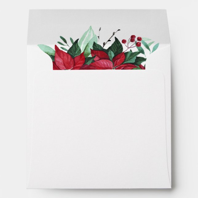 Festive Floral Christmas Family Return Address Envelope (Back (Bottom))