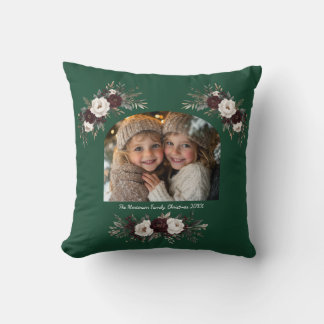 Festive Floral Elegant Arch Photo Christmas Throw Pillow