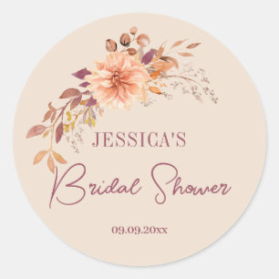 Festive Floral Fall Boho Bridal Shower Favours Classic Round Sticker
