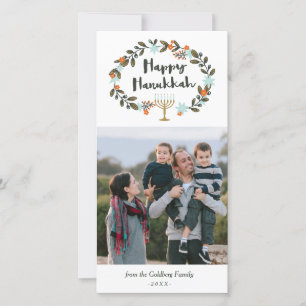 Festive Floral Hanukkah Holiday Card