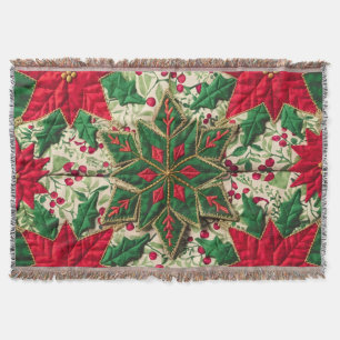 Festive Floral Patchwork Quilt: A Cozy Christmas Throw Blanket