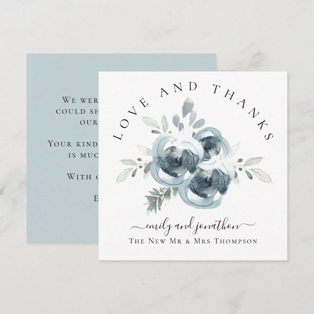  Festive Florals Thank You Names Wedding Card (Front/Back)