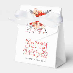 Festive Florals Whimsical Names Merry Christmas Favor Box