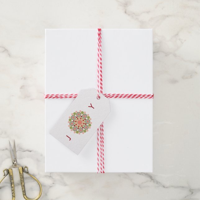 Festive Flower Joyful Christmas Holiday Gift Tag (With Twine)