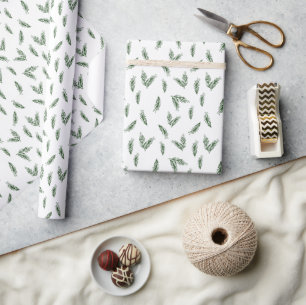 Festive Focus   Deep (Dark) Green Pine Gift Wrap