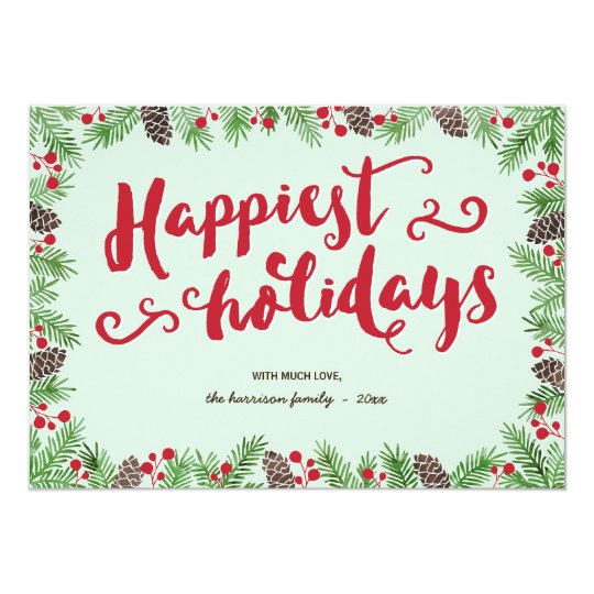 Festive Foliage | Calligraphy Holiday Non-Photo Card