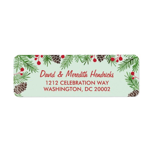 Festive Foliage | Calligraphy Holiday Return Address Label