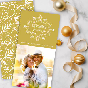 Festive Foliage Deco Holiday Greetings Photo Card