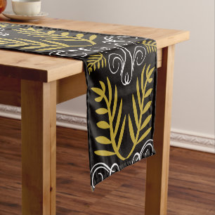 Festive Foliage Deco Pattern Holiday Table Runner