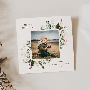 Festive Foliage Flat Holiday Photo Card