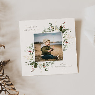 Festive Foliage Flat Holiday Photo Card