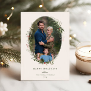 Festive Foliage Frame Flat Holiday Photo Card