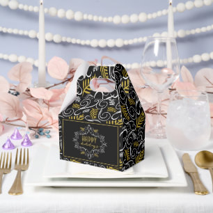 Festive Foliage Gold Art Deco Vintage Chic Holiday Favor Box