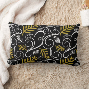Festive Foliage Gold Deco Pattern Holiday Pillow