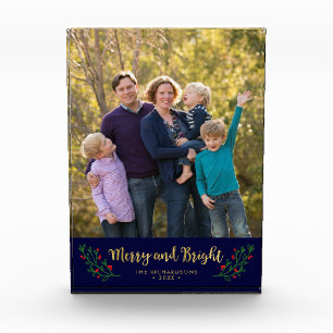 Festive Foliage Merry and Bright Holiday Photo Block