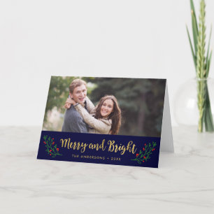 Festive Foliage Merry and Bright Holiday Photo Card