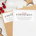 Festive Foliage Merry Christmas Return Address Label<br><div class="desc">Deck the halls with traditional Christmas foliage for your personalized holiday correspondence! Bright red poinsettias, holly berries and pine cones lend colourful woodland flair in an elegantly rustic watercolor style. This classic Christmas design features sweet floral accents adorning each letter, paired with a playful script font. Matches perfectly to the...</div>