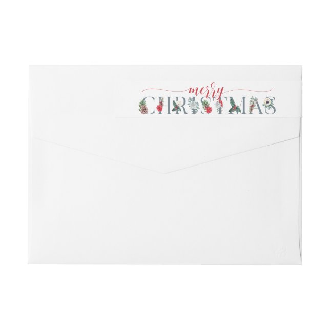 Festive Foliage Merry Christmas Return Address Wrap Around Label (Back)