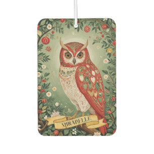 Festive Foliage Owl Personalised Air Freshener