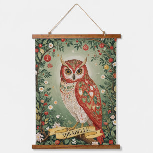 Festive Foliage Owl Personalised Hanging Tapestry