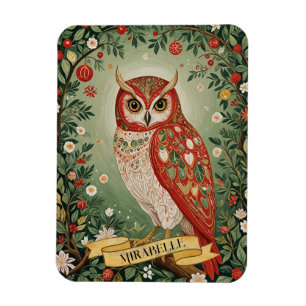 Festive Foliage Owl Personalised Magnet