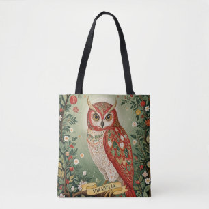 Festive Foliage Owl Personalised Tote Bag