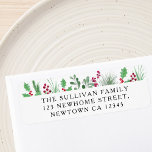 Festive Foliage Return Address<br><div class="desc">This festive return address label features watercolor holly,  mistletoe,  and pine foliage in red and green..
Easily customizable.
Use the Design Tool to change the text size,  style,  or color.
Original Watercolor © Michele Davies.</div>