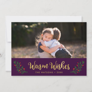 Festive Foliage Warm Wishes Holiday Photo Card