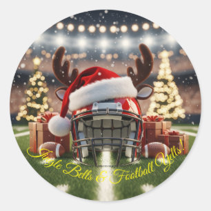 Festive Football Christmas– Holiday Sports Spirit Classic Round Sticker
