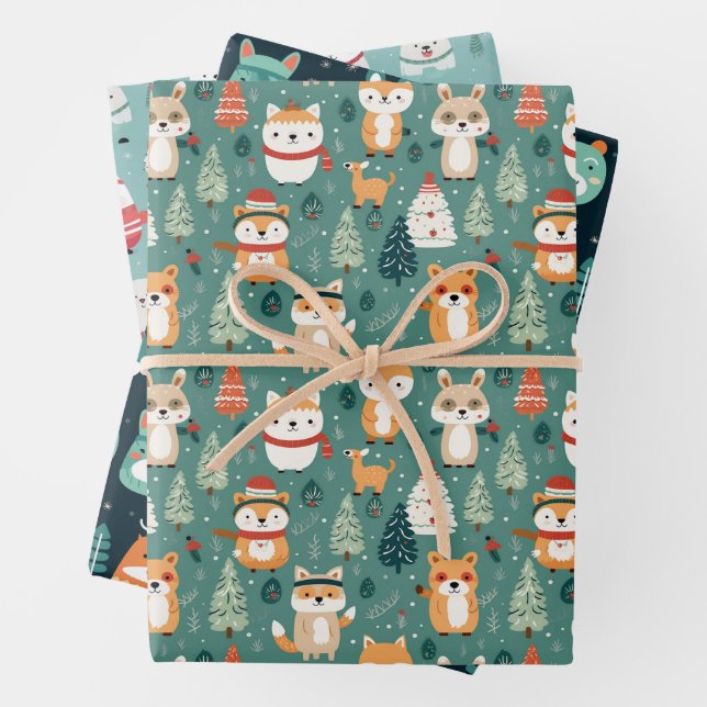 Festive Forest Friends Envelopper des feuilles de  (En situation)