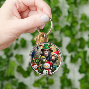 "Festive Forest Friends" Keychain