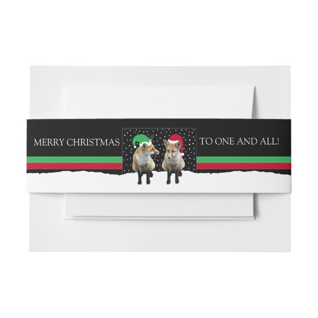 Festive Fox Cubs Invitation Belly Band (Front Example)