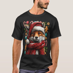 Festive Fox With Snow Santa Hat Winter Christmas A T-Shirt