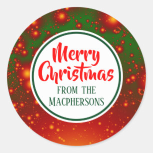 Festive Fractal Christmas Stickers (Green Circle)