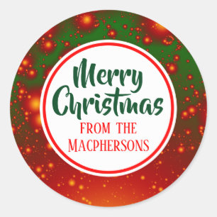 Festive Fractal Christmas Stickers (Red Circle)