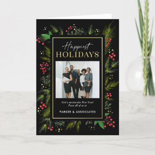 Festive Frame Business Holiday Photo Greeting Card