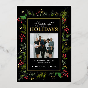 Festive Frame FOIL Business Holiday Photo Card