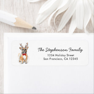 Festive French Bulldog Sketch Return Address