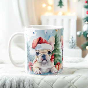 Festive French Bulldogs Christmas Mug