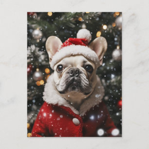 Festive Frenchie: A Holiday Portrait Postcard