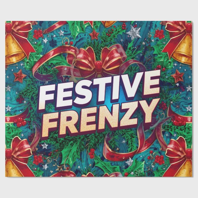 Festive Frenzy Maximalist Holiday Wrapping Paper (Flat)