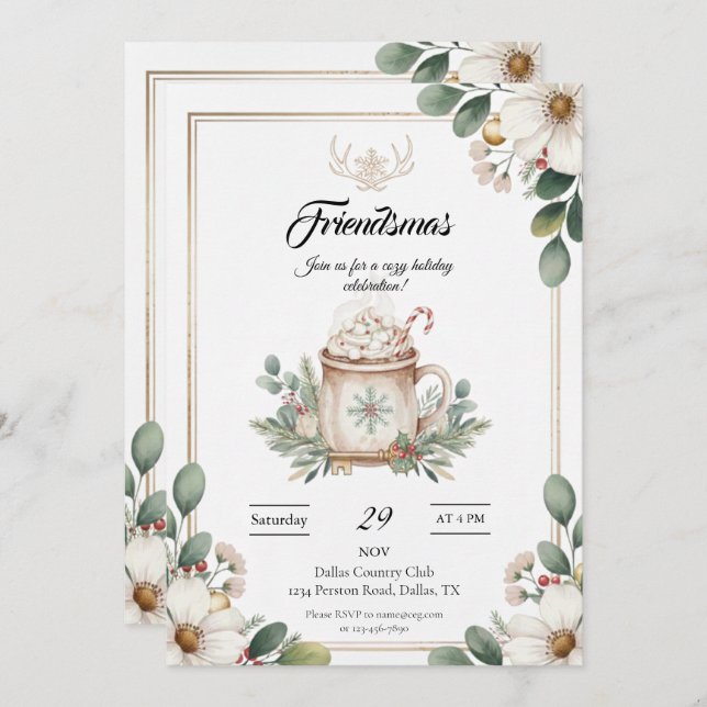 Festive Friendsmas Party Invitation Printable (Front/Back)