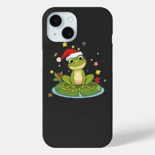 Festive Frog Joy - Cute Christmas Frog on Lily Pad iPhone 15 Case