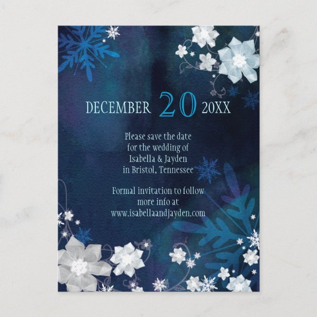Festive Frosty Winter Wedding Save the Date Announcement Postcard (Front)