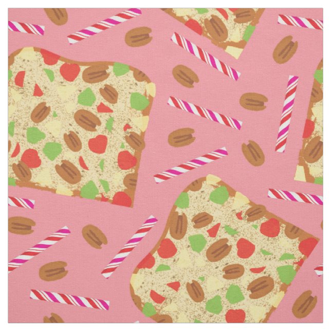 Festive Fruitcake & Candy Cane Holiday Fabric (Swatch)