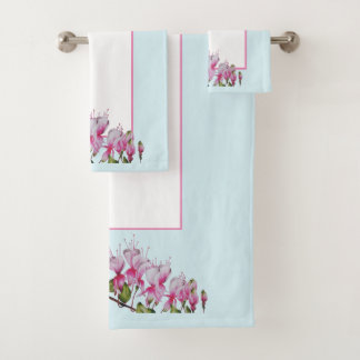 'Festive Fuchsias' on a Bathroom Towel Set