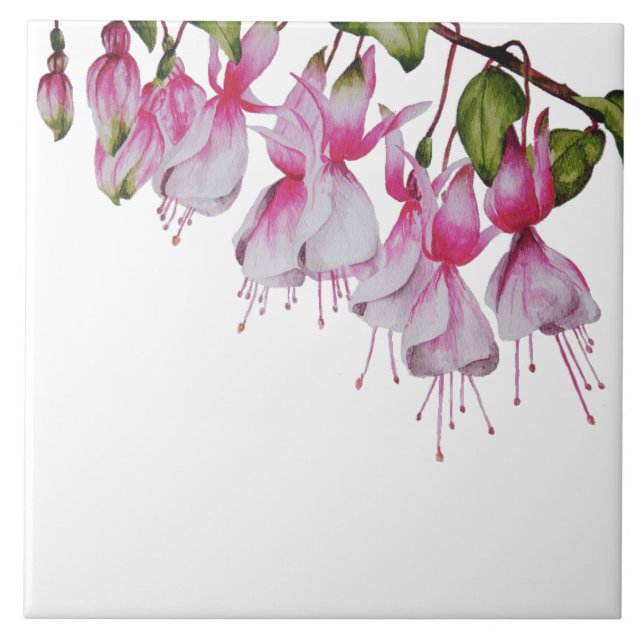 'Festive Fuchsias' on a Ceramic Tile (Front)