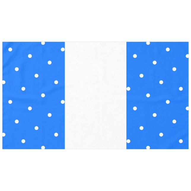 Festive Fun Bright Blue Wide White Dotted Stripes Tablecloth (Front (Horizontal))