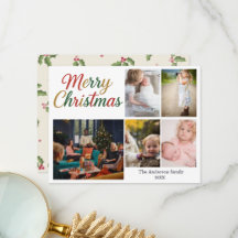 Festive Fun Christmas 5 Photo Holiday Card